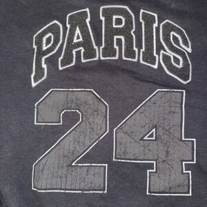 Vinyl Icons Sweatshirt Women's Size XS Grey Paris Boucle Patch Varsity Vintage